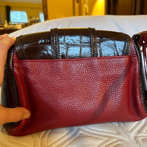 💋💋Brighton Pocketbook - Red & Brown Leather with Silver Hardware- Shoulderbag - Picture 3 of 14